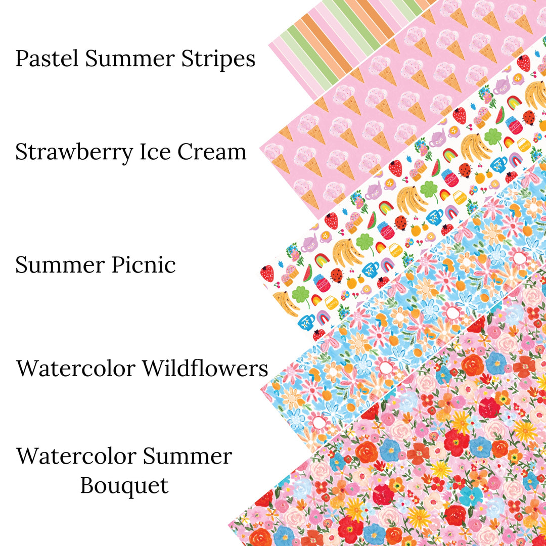 Watercolor Summer Bouquet Faux Leather Sheets