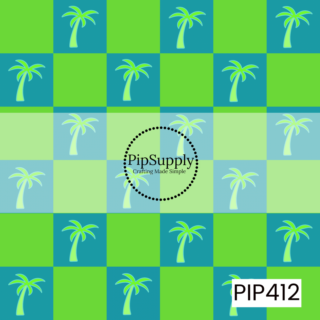PIP412 - Summer Retro Palm Checks Green