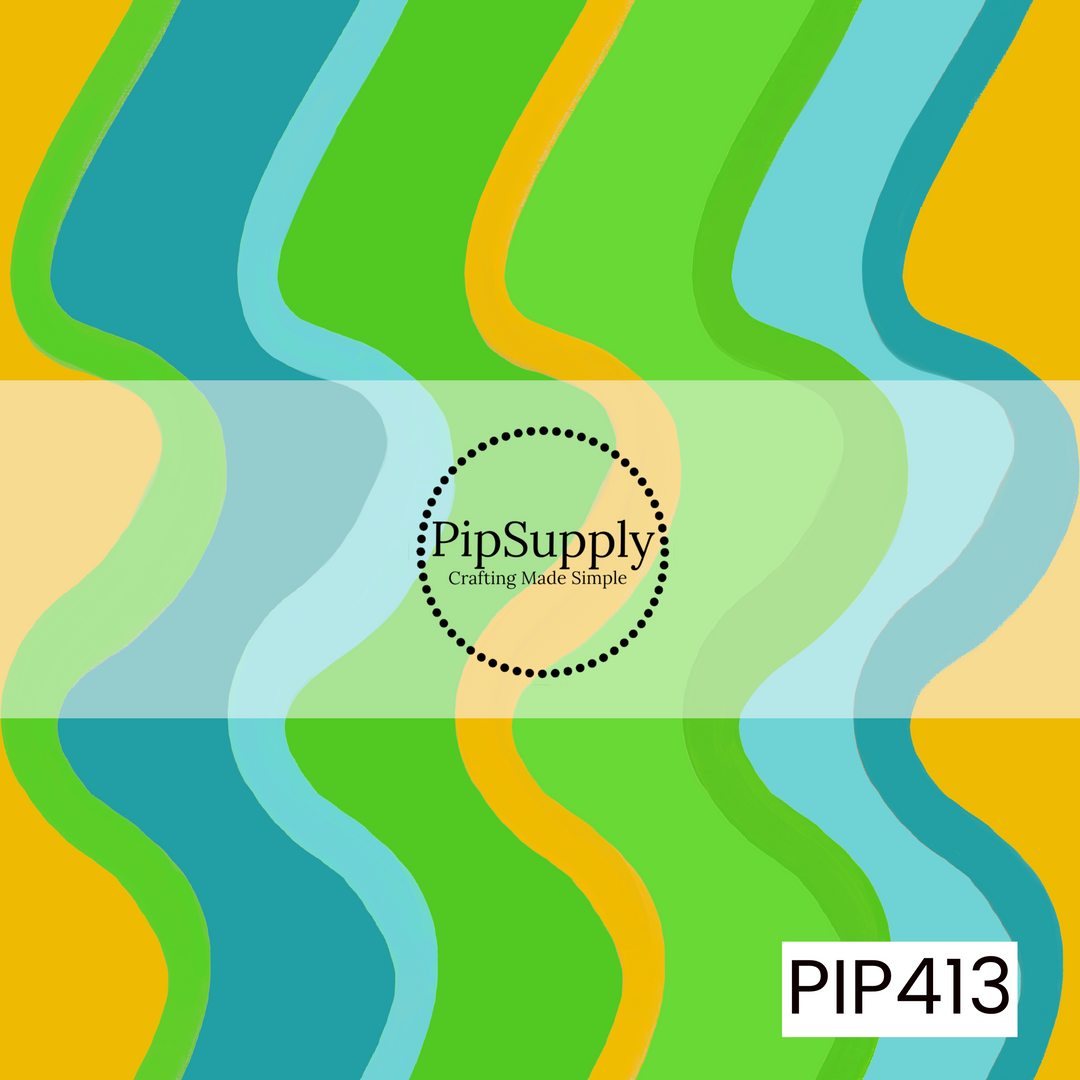 PIP413 - Summer Retro Wavy Stripes Green