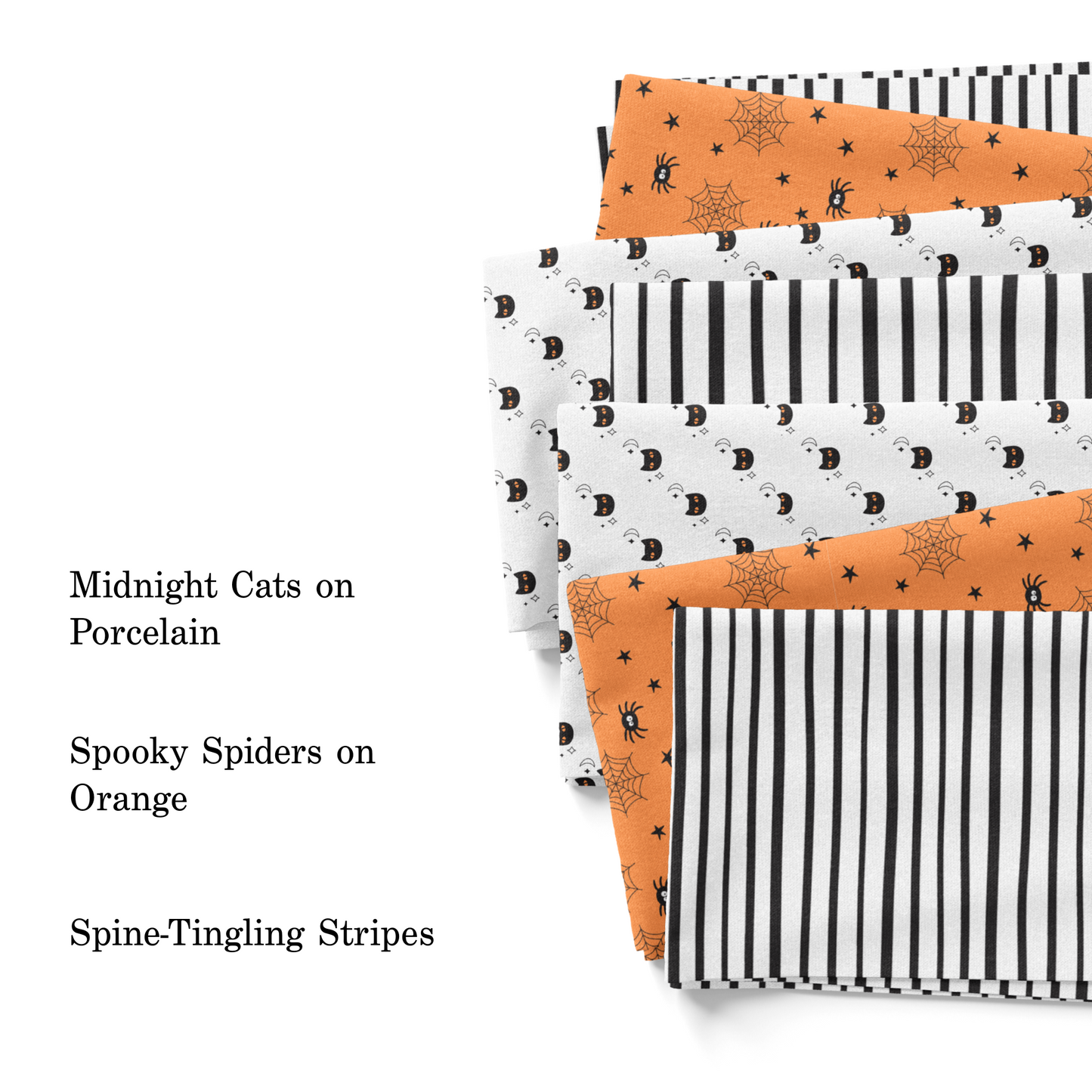 Thin black stripes on white fabric by the yard fabric swatches.