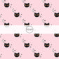 Black cats with orange eyes, moons, and stars, on pink fabric by the yard.