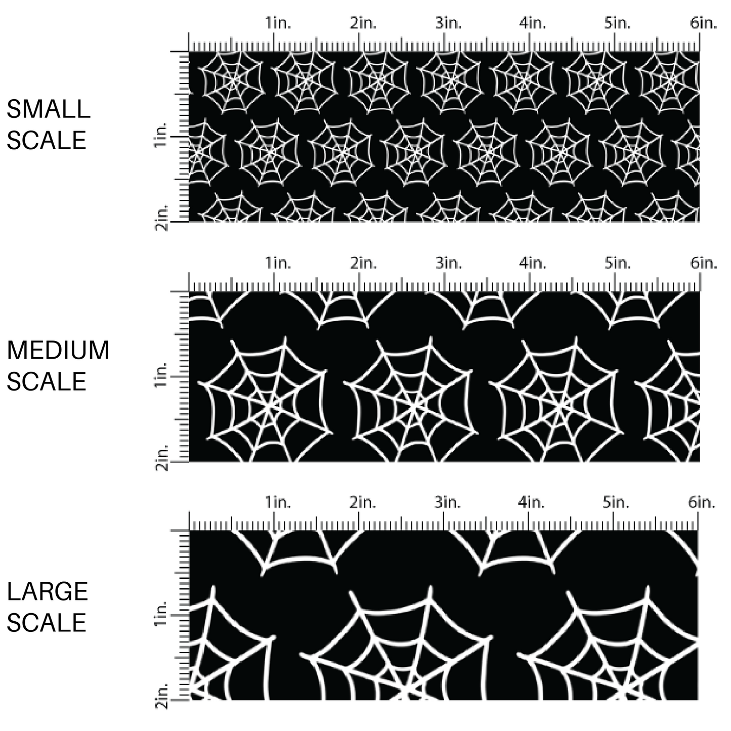 White spiderwebs on black fabric by the yard scaled image guide.