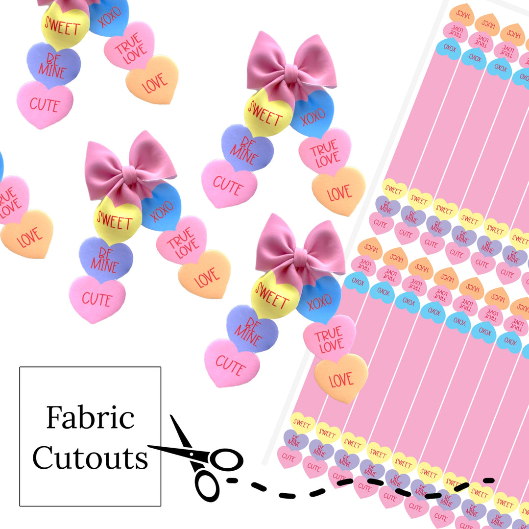 Sweet Hearts-FULL YARD-Shapes Bubble Bow Cutouts