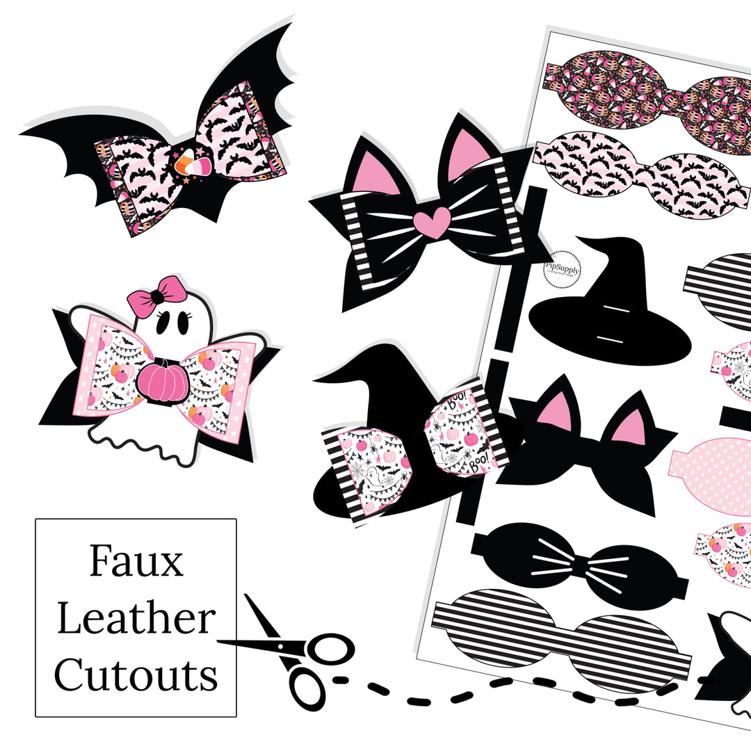 Sweet Pink Halloween Layered Faux Leather DIY Hair Bows