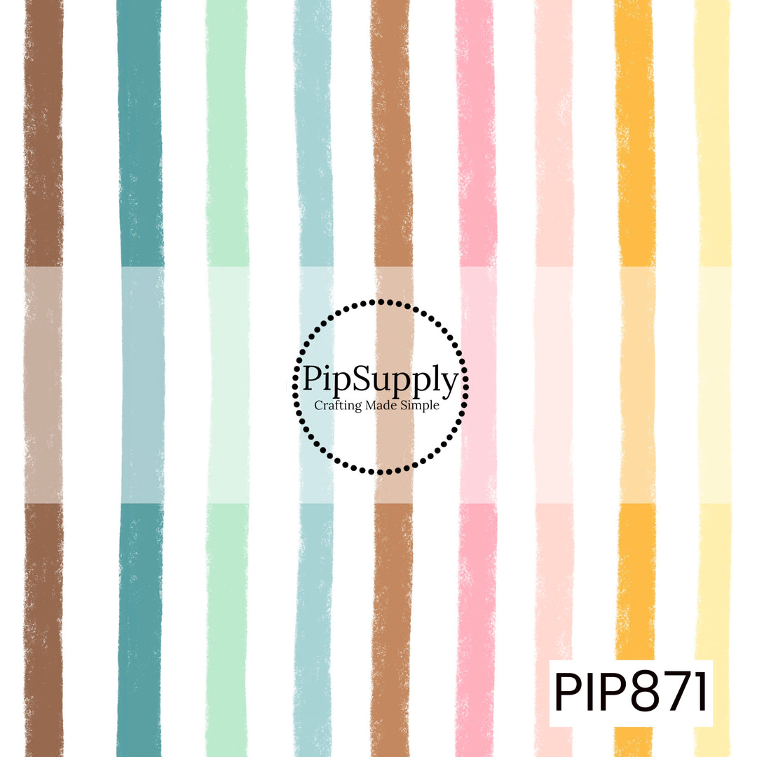 PIP871 - Sweet Faded Stripes White Multi Pink