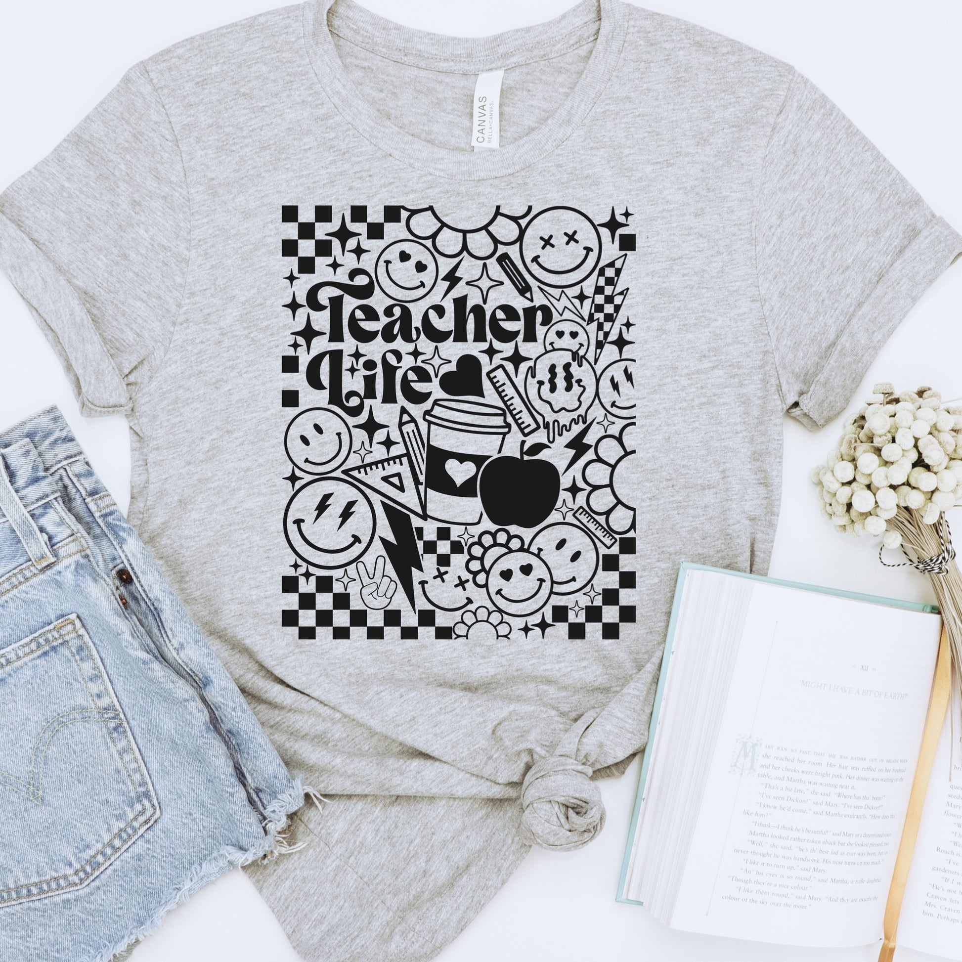 Teacher Life Checkered School Things Sublimation and DTF Iron on Transfers