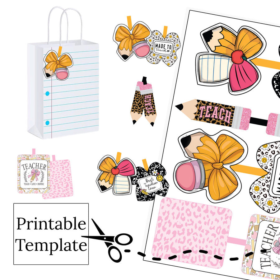 Teacher Life Fold Over Gift TAG Digital Download - School