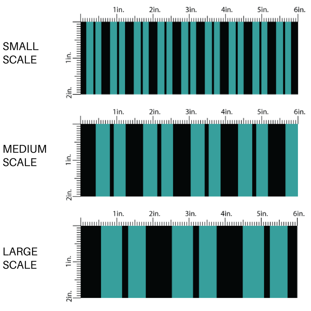 Teal blue and black striped fabric by the yard scaled image guide.