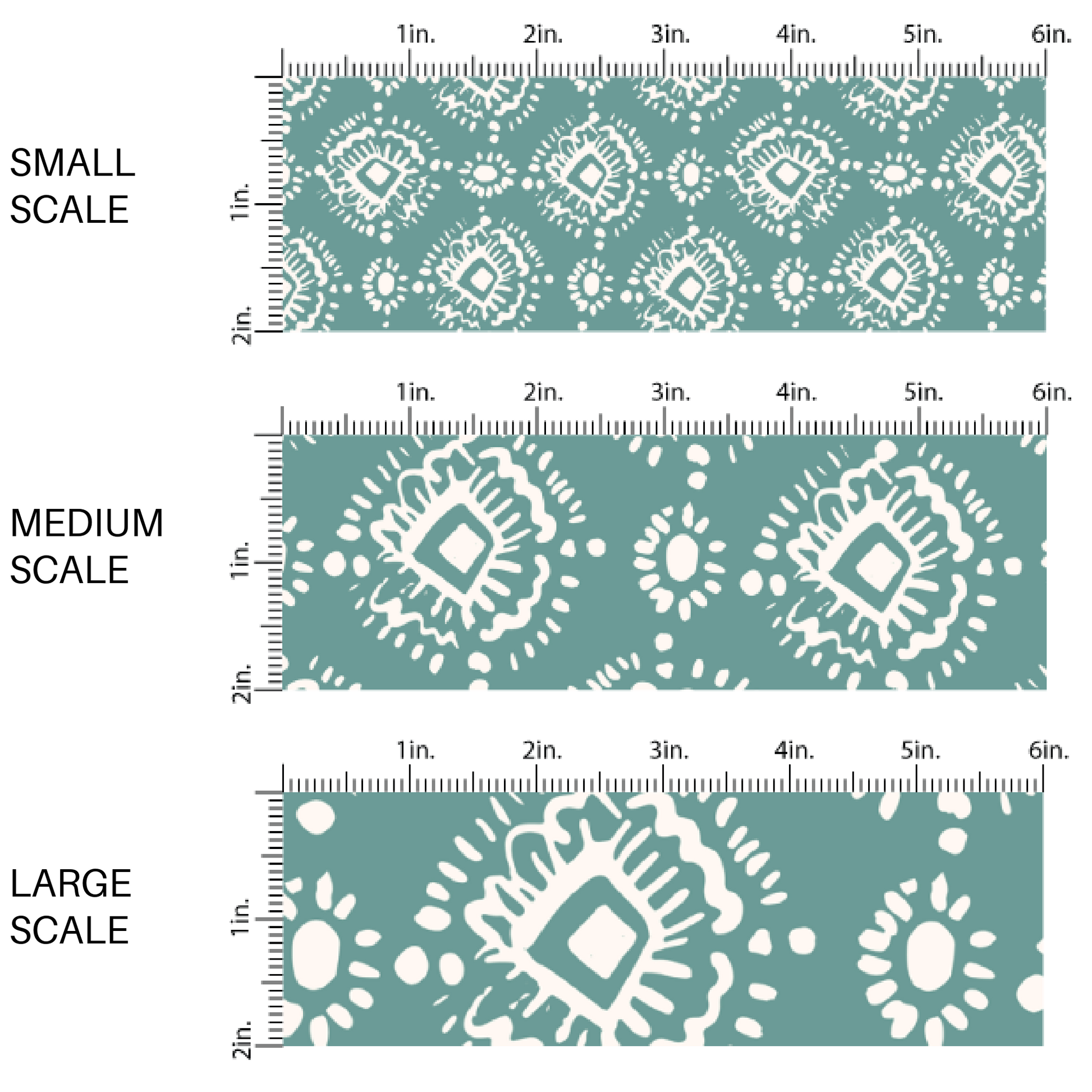 White Ikat on Teal Blue Fabric by the Yard scaled image guide.