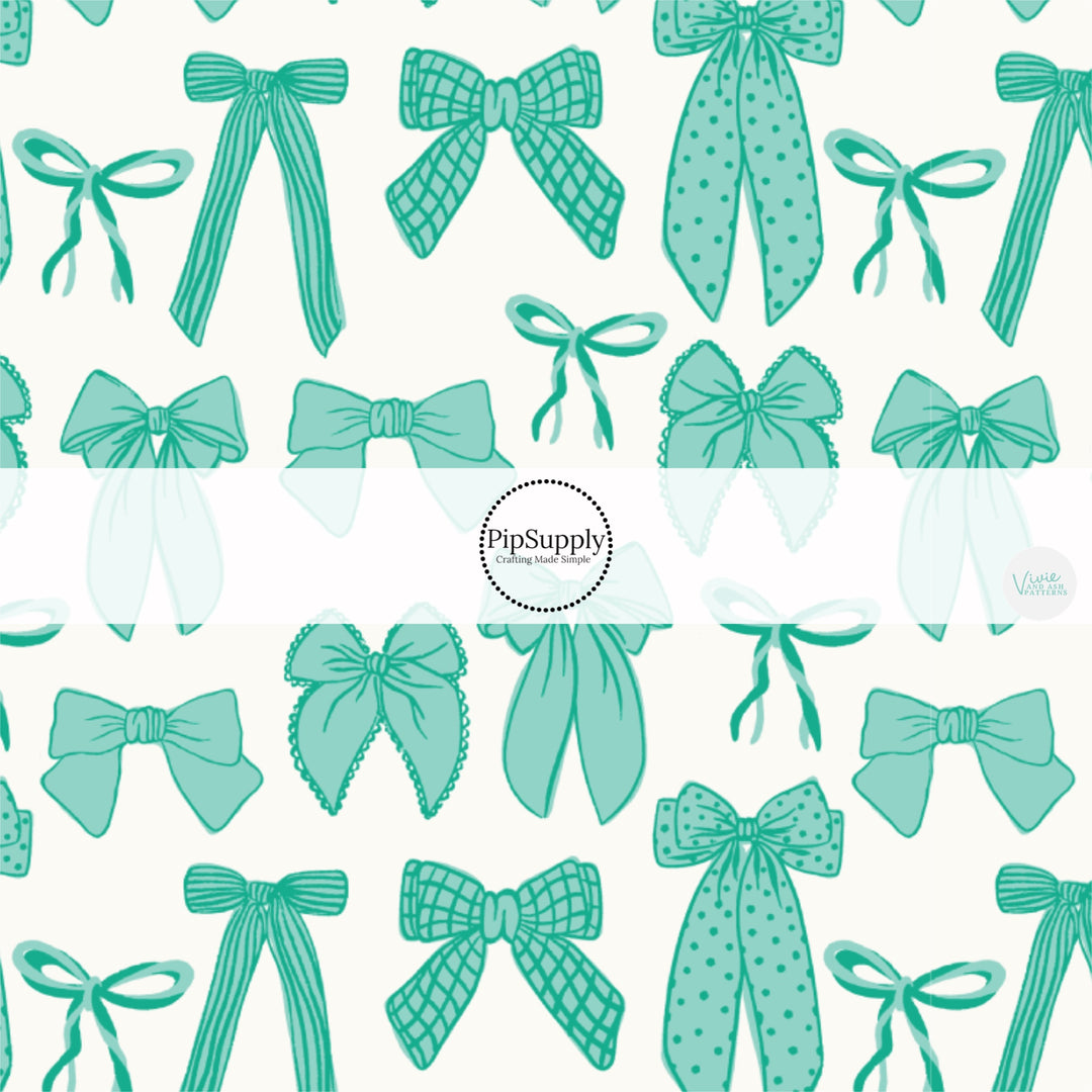 Teal Multi Ribbons Fabric By The Yard