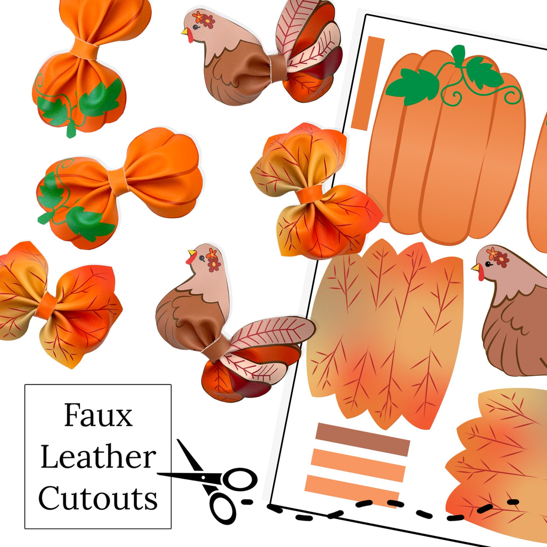 Thanksgiving Faux Leather DIY Hair Bows & Craft Cutouts