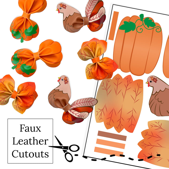 Thanksgiving Faux Leather DIY Hair Bows & Craft Cutouts