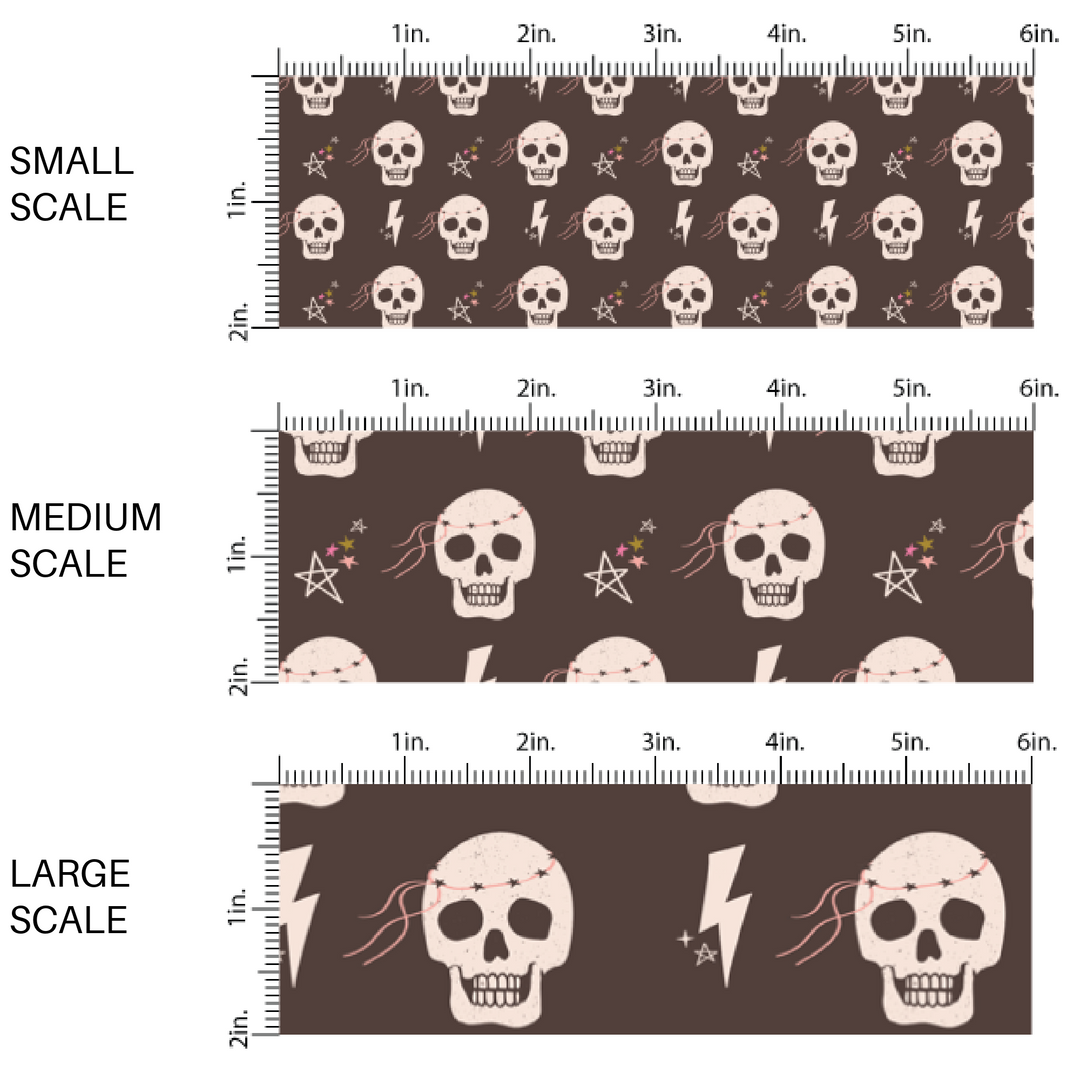 Lightning Skulls Charcoal Fabric By The Yard