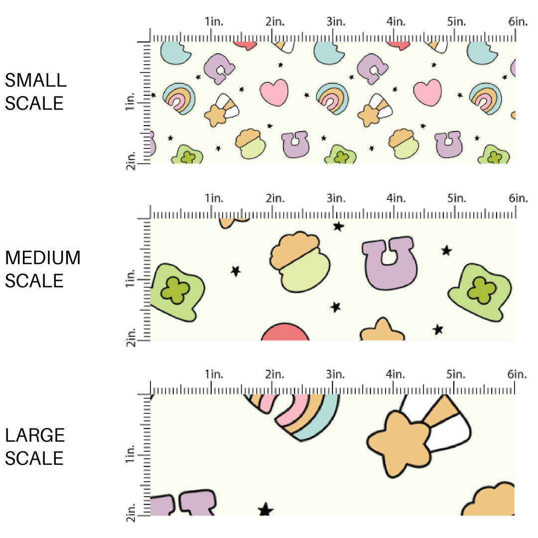 St. Patrick's Day Marshmallow Charms White Fabric by the Yard scaled image guide.