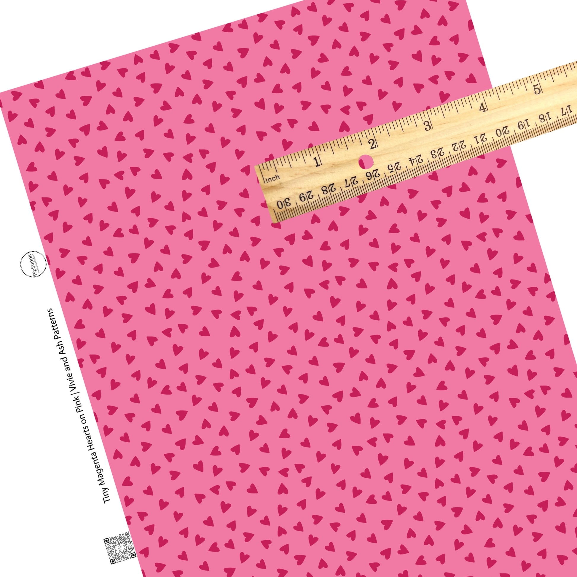 These Valentine's pattern themed faux leather sheets contain the following design elements: tiny magenta hearts on pink. Our CPSIA compliant faux leather sheets or rolls can be used for all types of crafting projects.