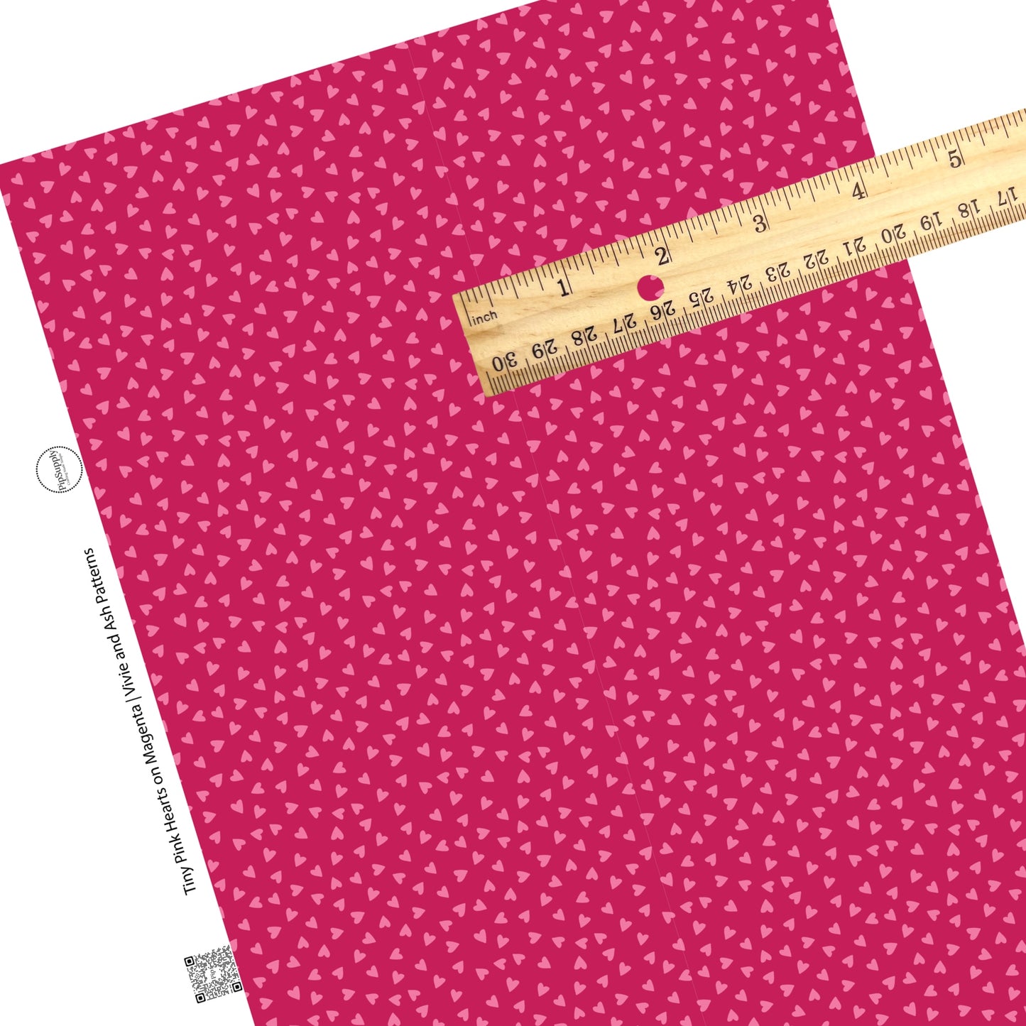 These Valentine's pattern themed faux leather sheets contain the following design elements: tiny pink hearts on magenta. Our CPSIA compliant faux leather sheets or rolls can be used for all types of crafting projects.