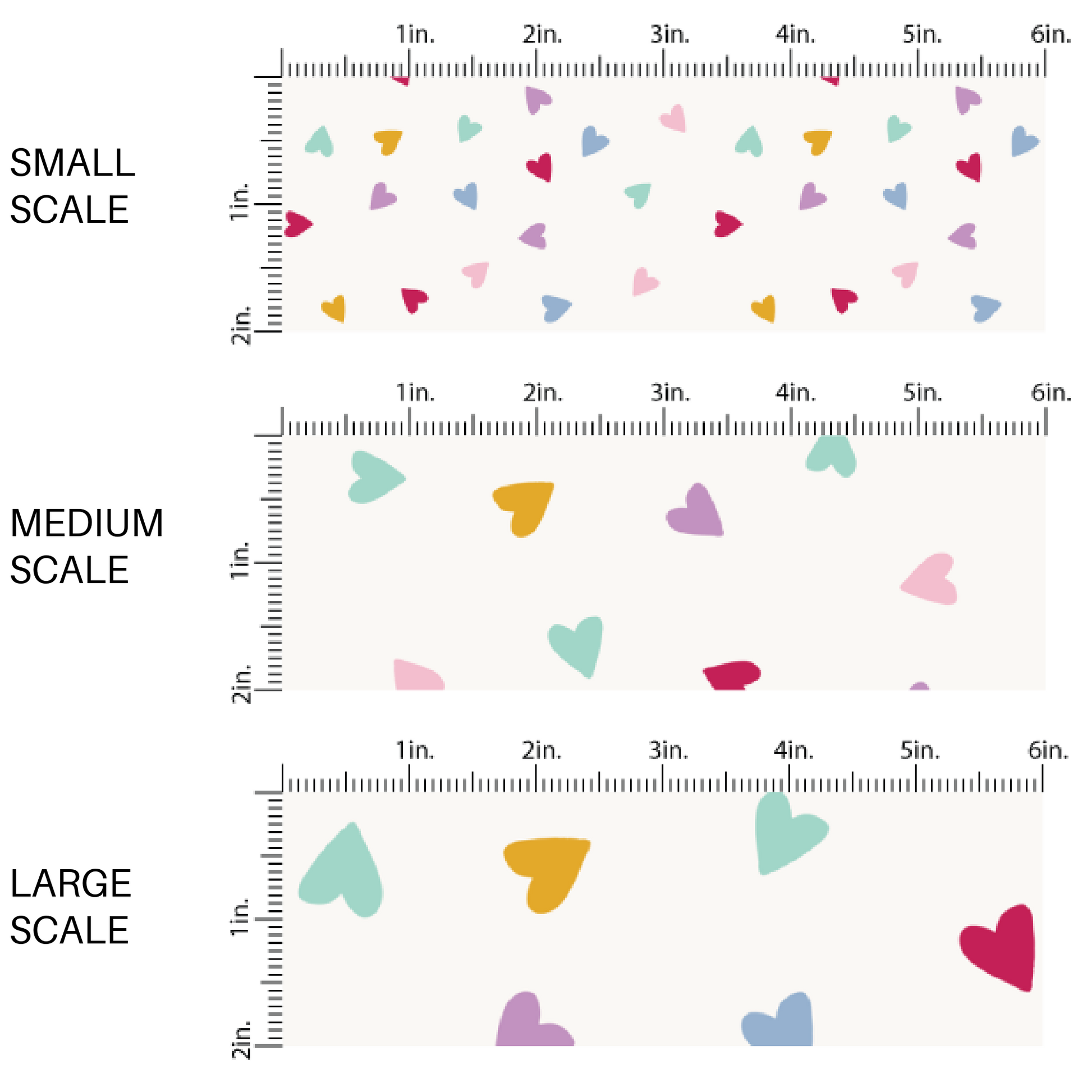 Multi-Colored Tiny Hearts on White Fabric by the Yard scaled image guide.
