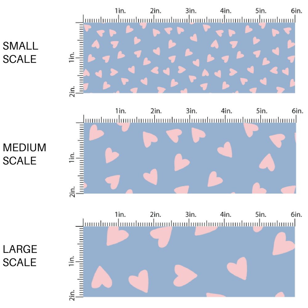 Pink Tiny Hearts on Blue Fabric by the Yard scaled image guide.