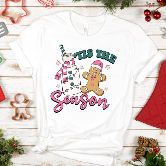 "'Tis The season" Gingerbread man Christmas iron on heat transfer.