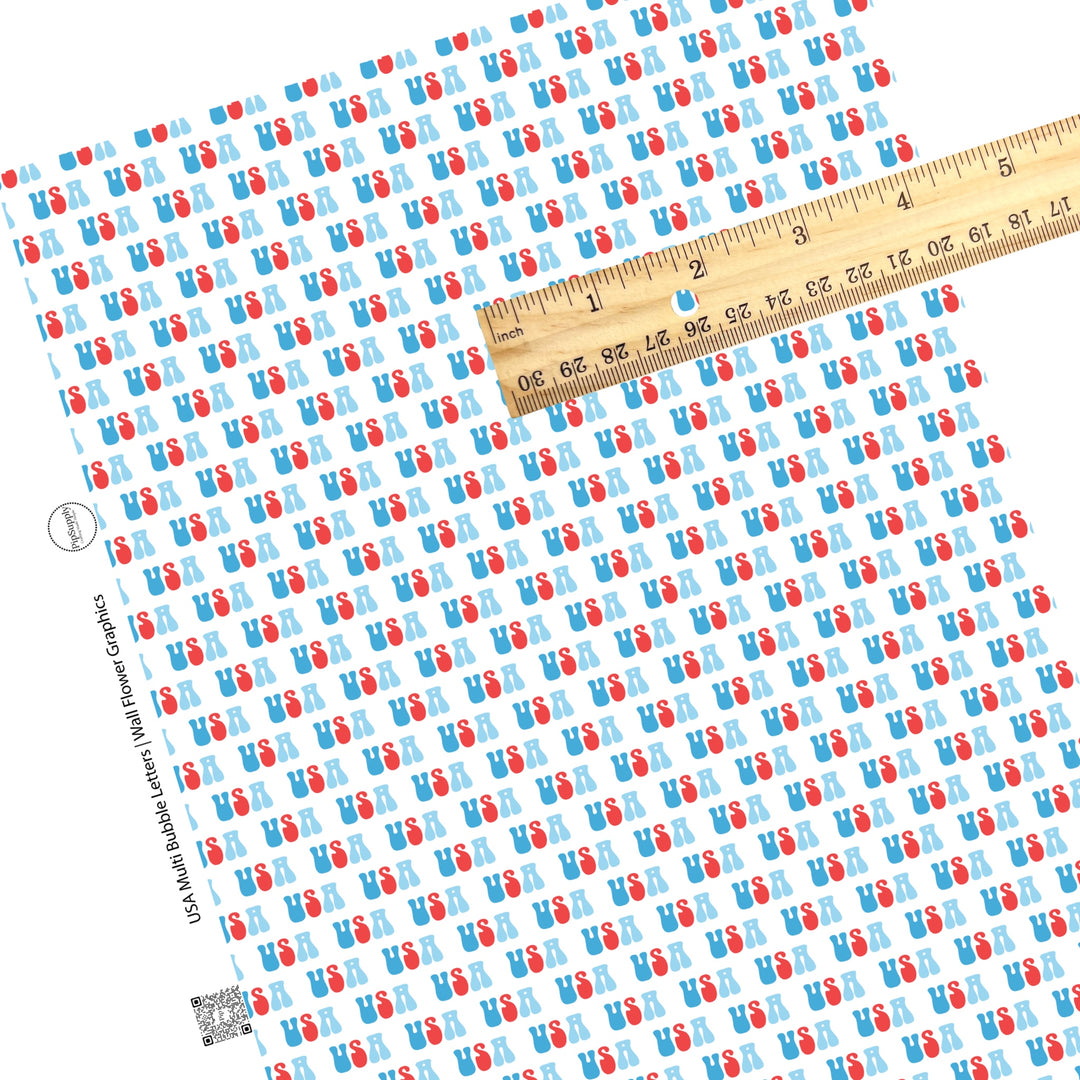 These 4th of July faux leather sheets contain the following design elements: USA on white. Our CPSIA compliant faux leather sheets or rolls can be used for all types of crafting projects.