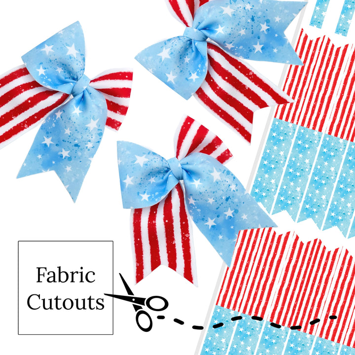 USA Watercolor Notched Sailor Neoprene DIY Hair Bows