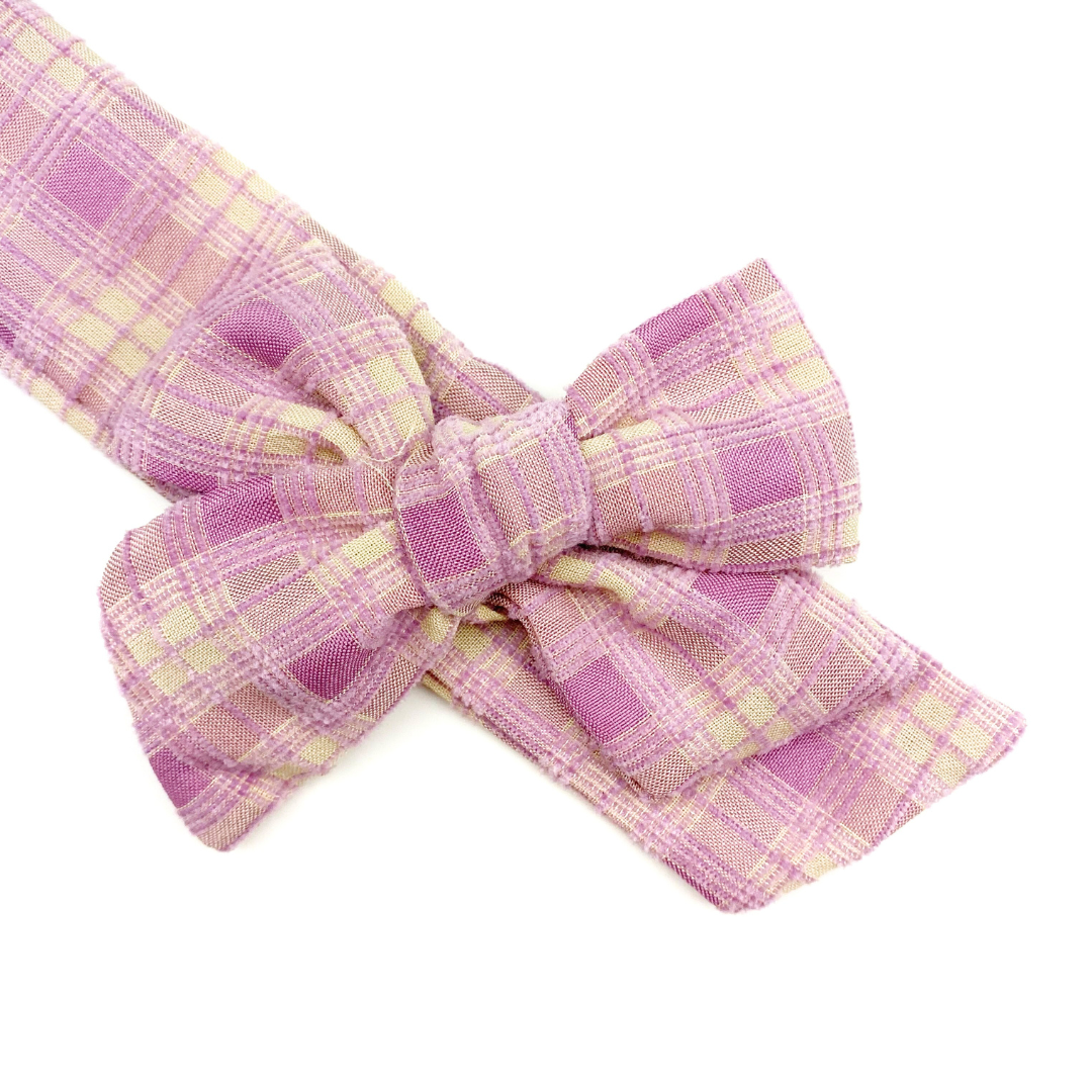 Purple Dream Cream Plaid Effortless Bow Strips - Closed Edge