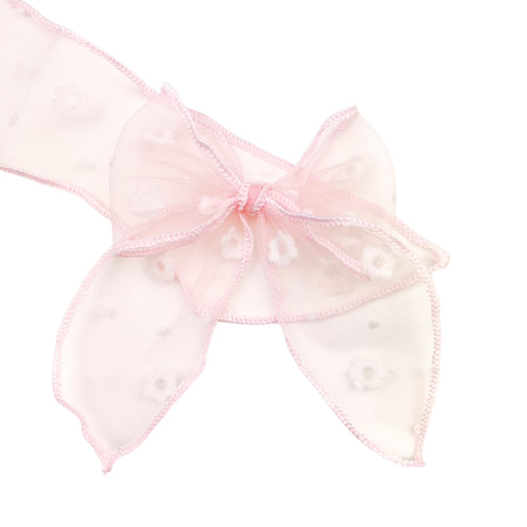 Blush Daisy Tulle  Effortless Bow Strips - Serged Edge