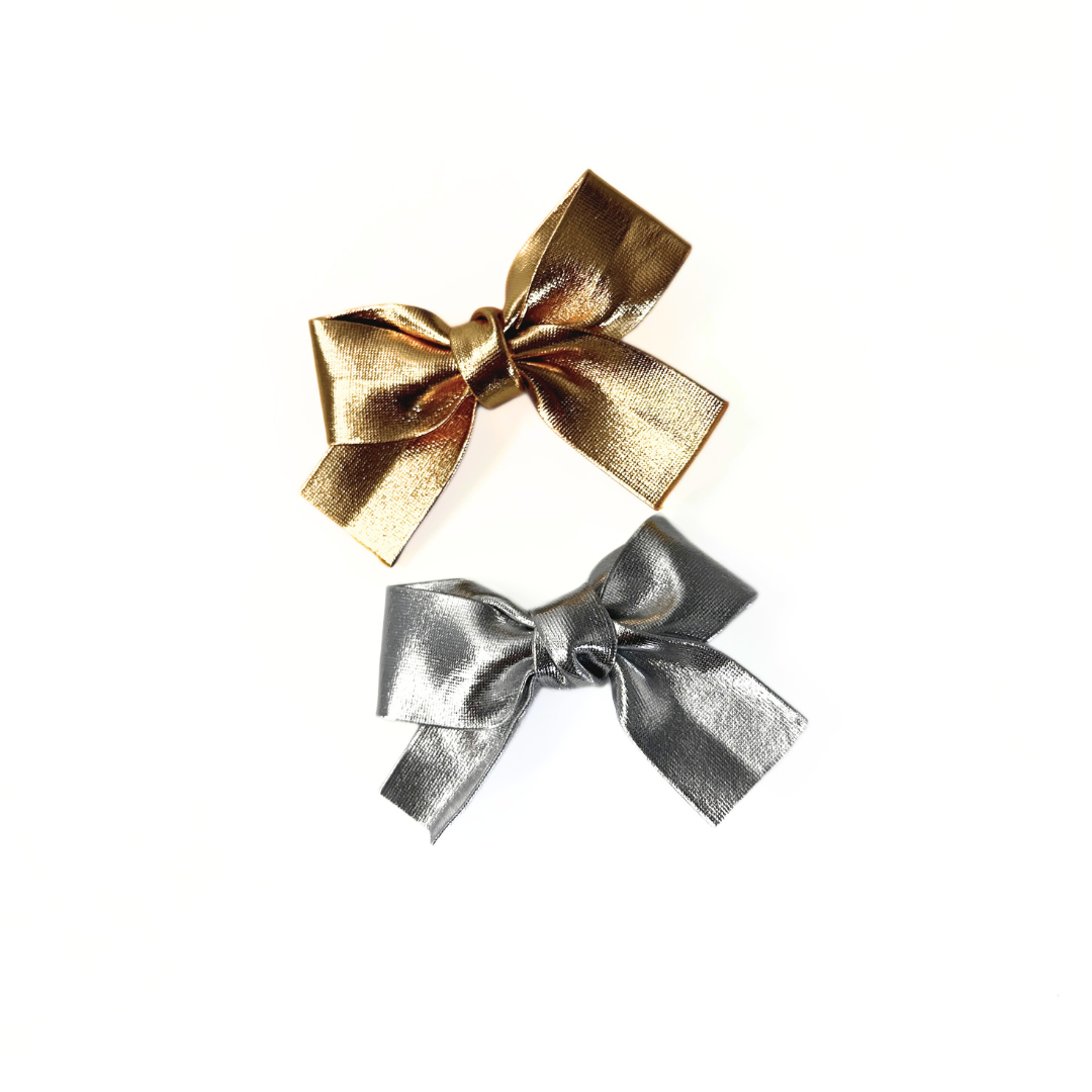 Sweet Mini Metallic Hair Bows w/Clip