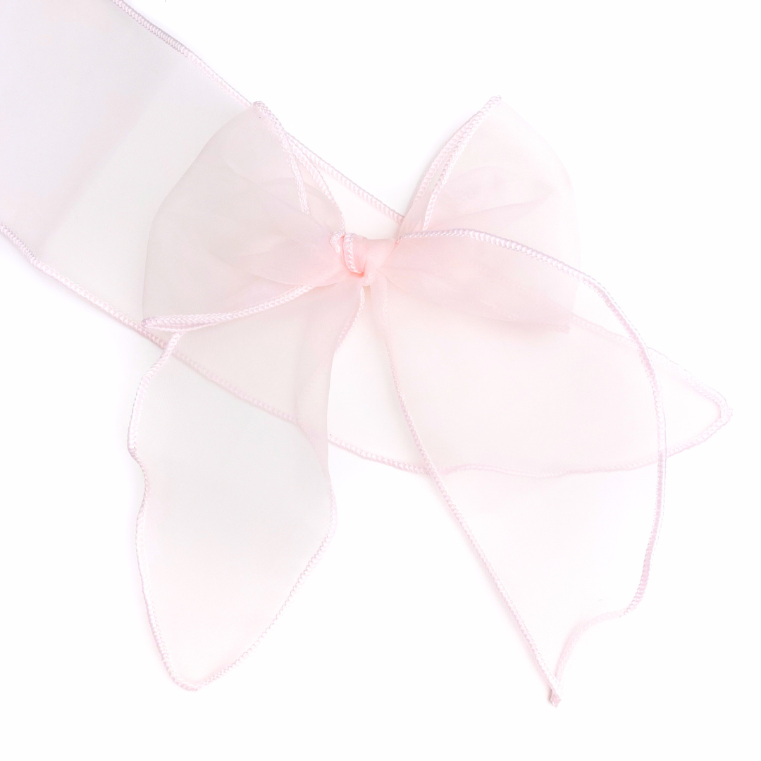 Cloud Pink Charming Tulle  Effortless Bow Strips - Large Serged Edge