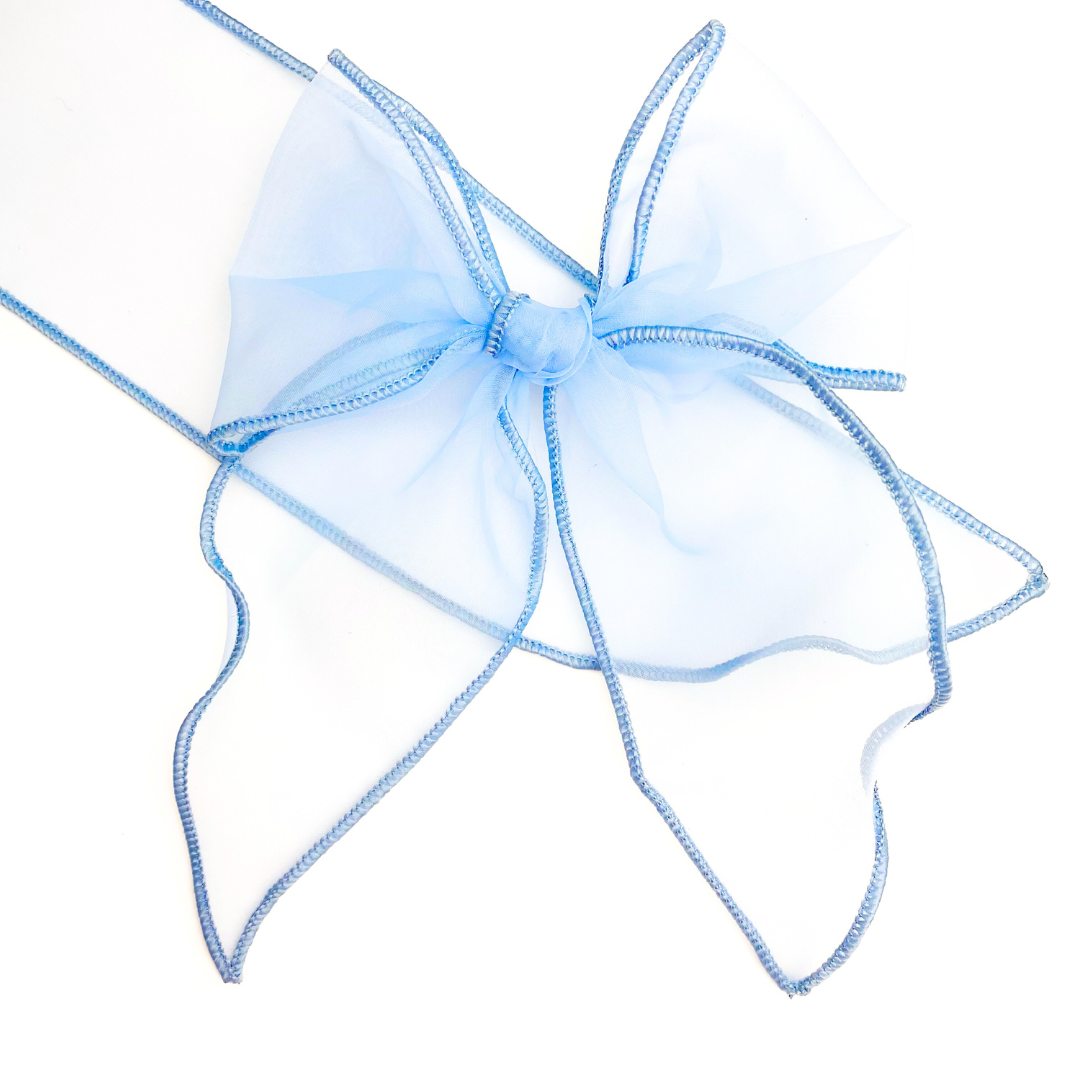 Dusty Blue Charming Tulle  Effortless Bow Strips - Large Serged Edge