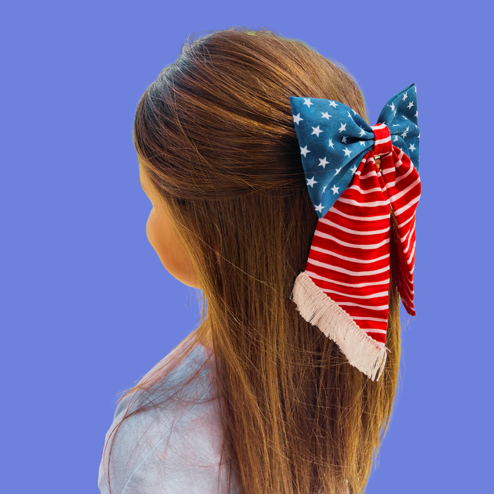 Fringe Americana July Hair Bow Barrette