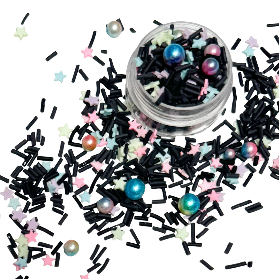 This pearls and sprinkles clay slices is versatile for many craft projects. This Halloween clay slice mix has multi stars, sprinkles, and pearls. You can use it to add sparkle and decoration to resin projects, filling for shaker bows, slime making, party decor, scrapbooking, card making and nail art.