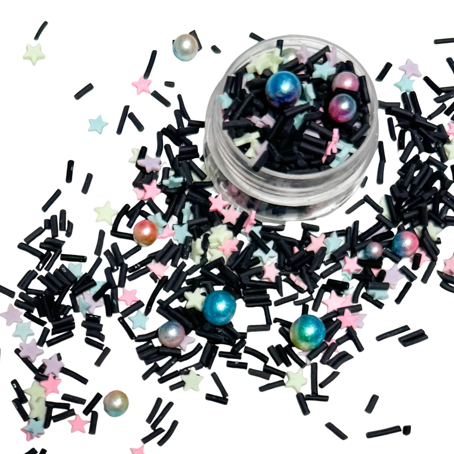 This pearls and sprinkles clay slices is versatile for many craft projects. This Halloween clay slice mix has multi stars, sprinkles, and pearls. You can use it to add sparkle and decoration to resin projects, filling for shaker bows, slime making, party decor, scrapbooking, card making and nail art.