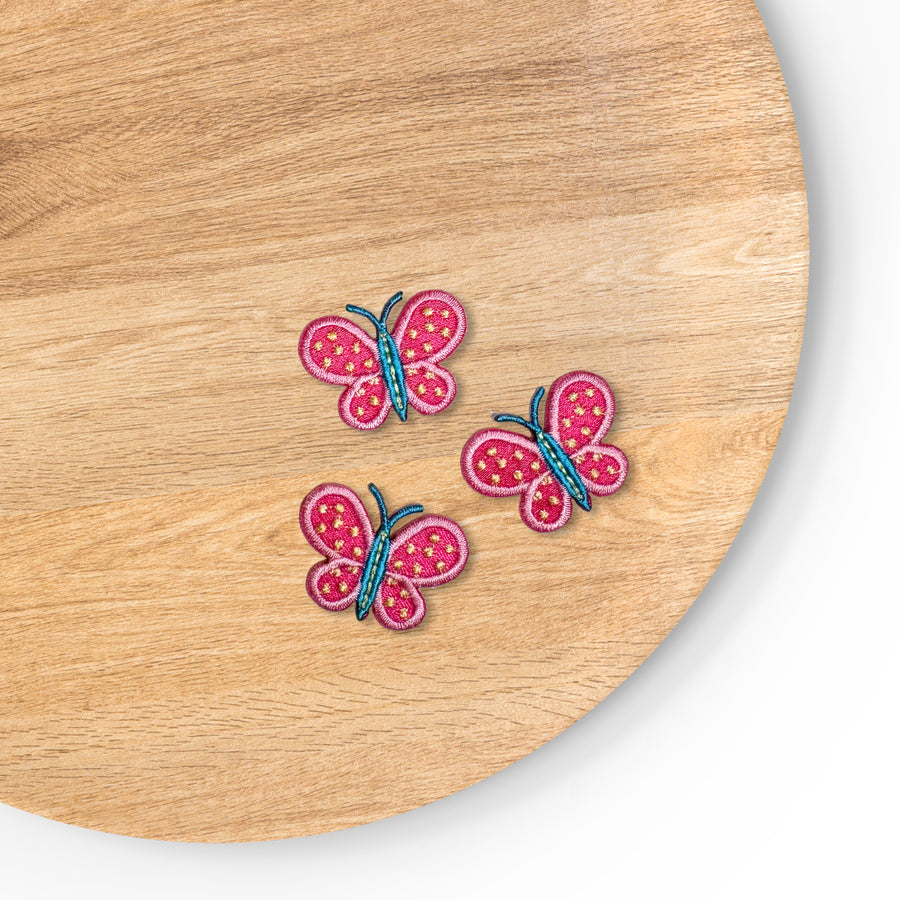 blue and pink butterfly applique