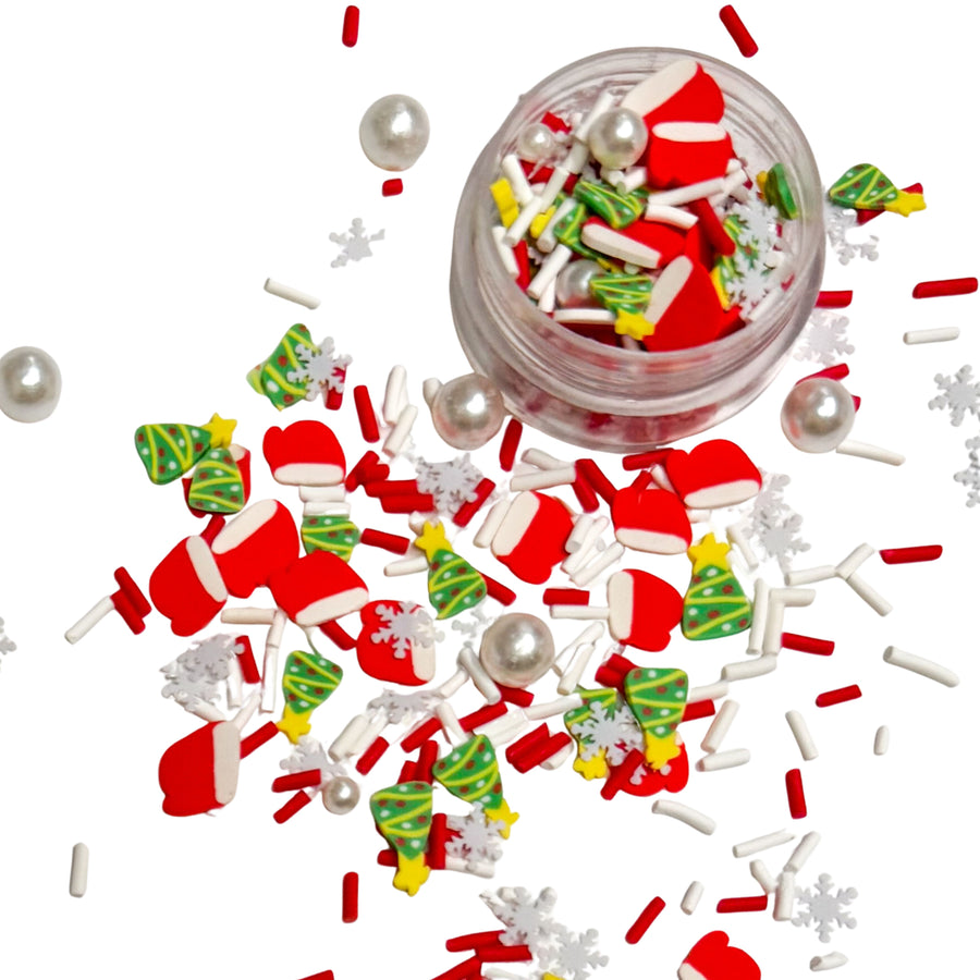 Snowflake, Sprinkle, Trees and Pearl Beads Clay Slice Mix

This Christmas Santa clay mix is perfect for crafting, embellishing, or decorating! This mix has trees, snowflakes, santa hats and pearl beads. Choose your style and get creative!