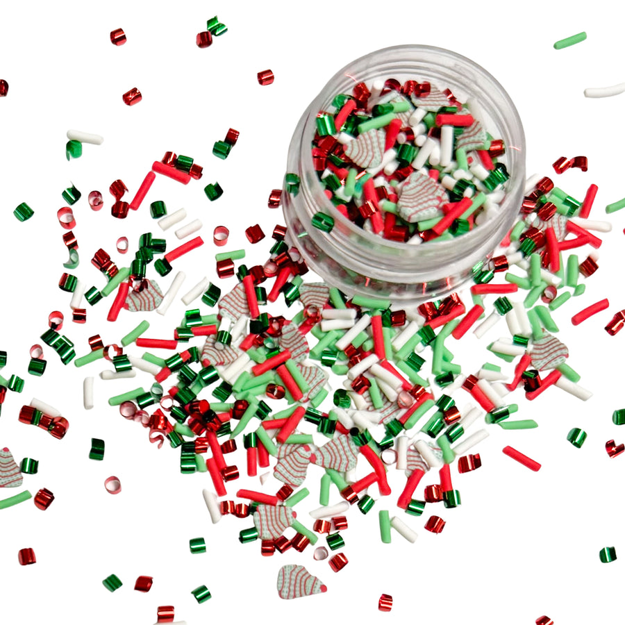 Tree Cakes and Curl Confetti Clay Slices

This red and green clay slices mix is versatile for many craft projects. This Christmas mix has tree cakes, sprinkles, and ribbon curl confetti. You can use it to add sparkle and decoration to resin projects, filling for shaker bows, slime making, party decor, scrapbooking, card making and nail art.