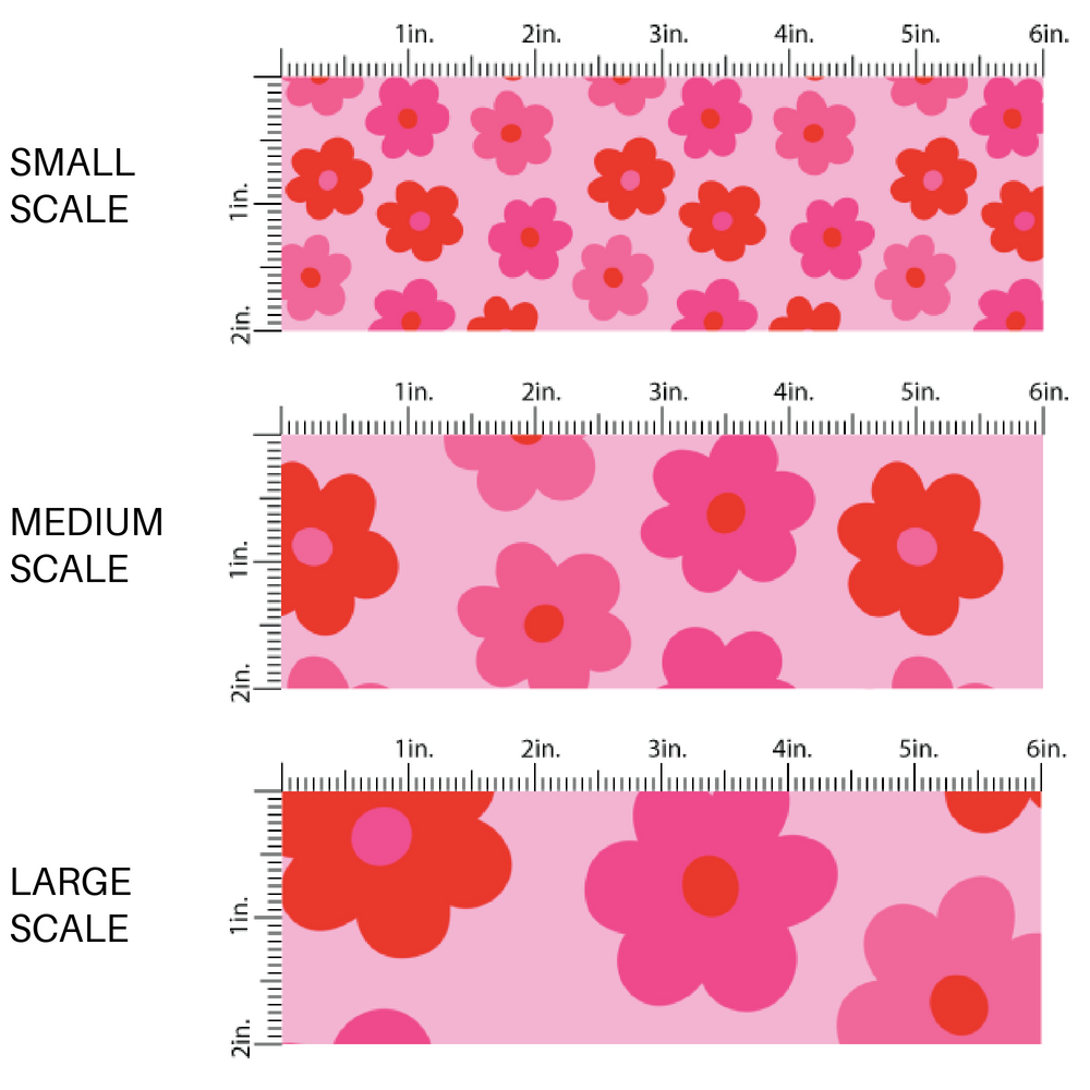 Red and Hot Pink Daisies Fabric by the Yard scaled image guide.