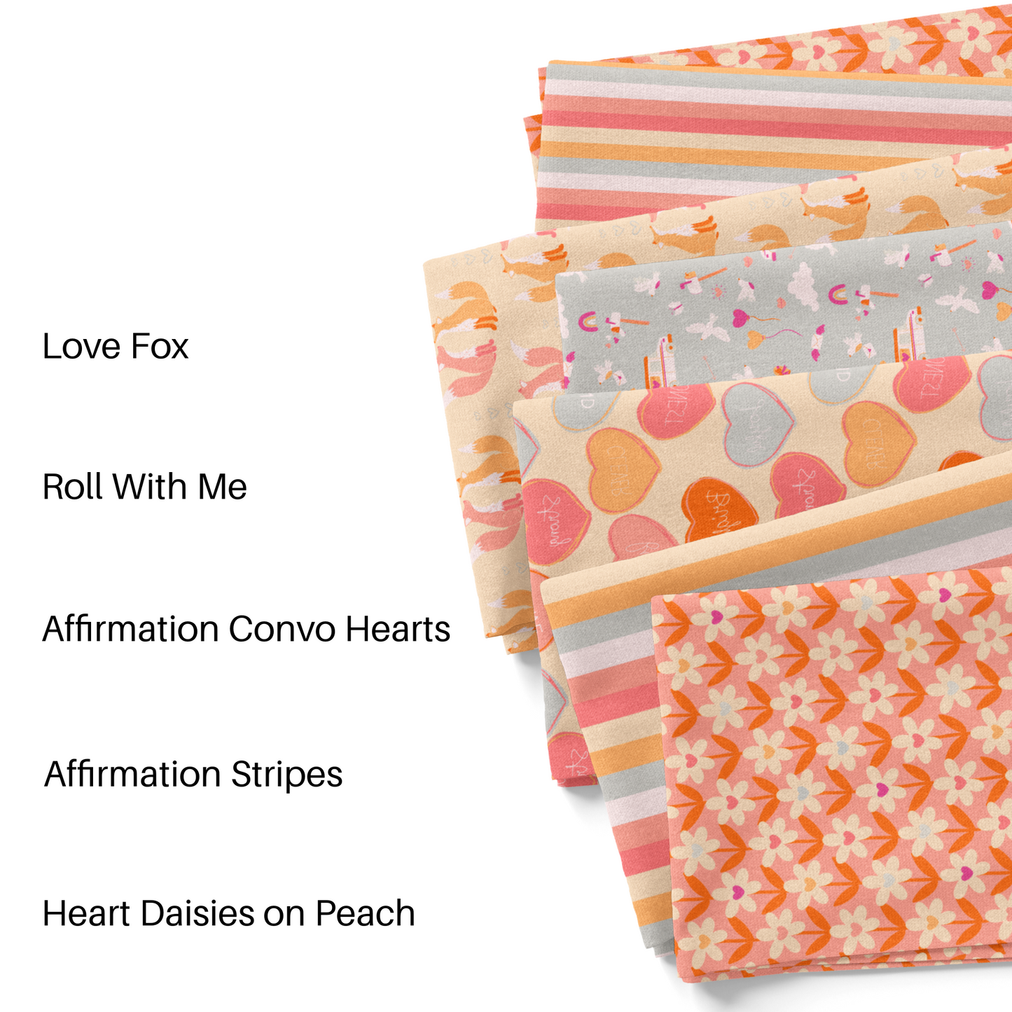 Heart Daisies on Peach Fabric By The Yard