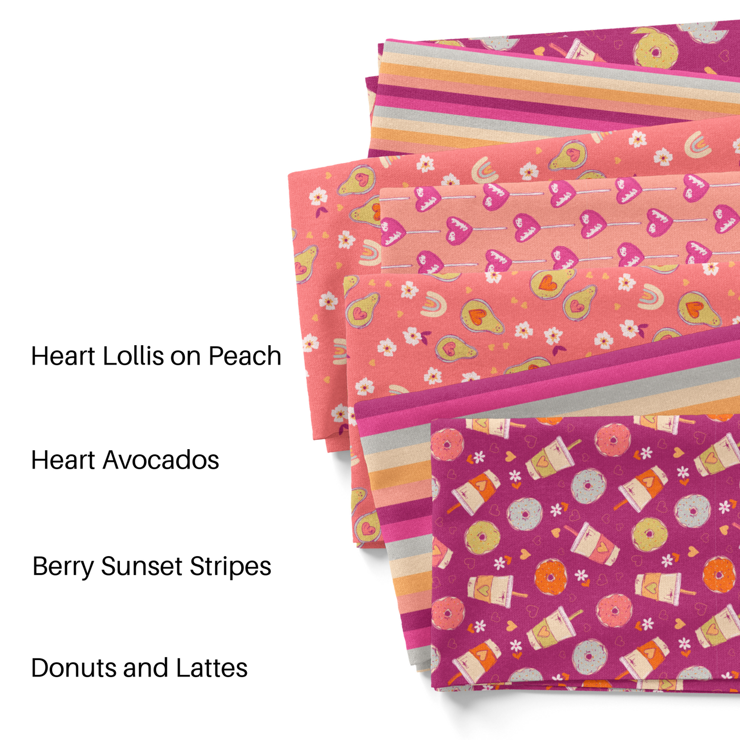 Heart Lollies on Peach Fabric By The Yard