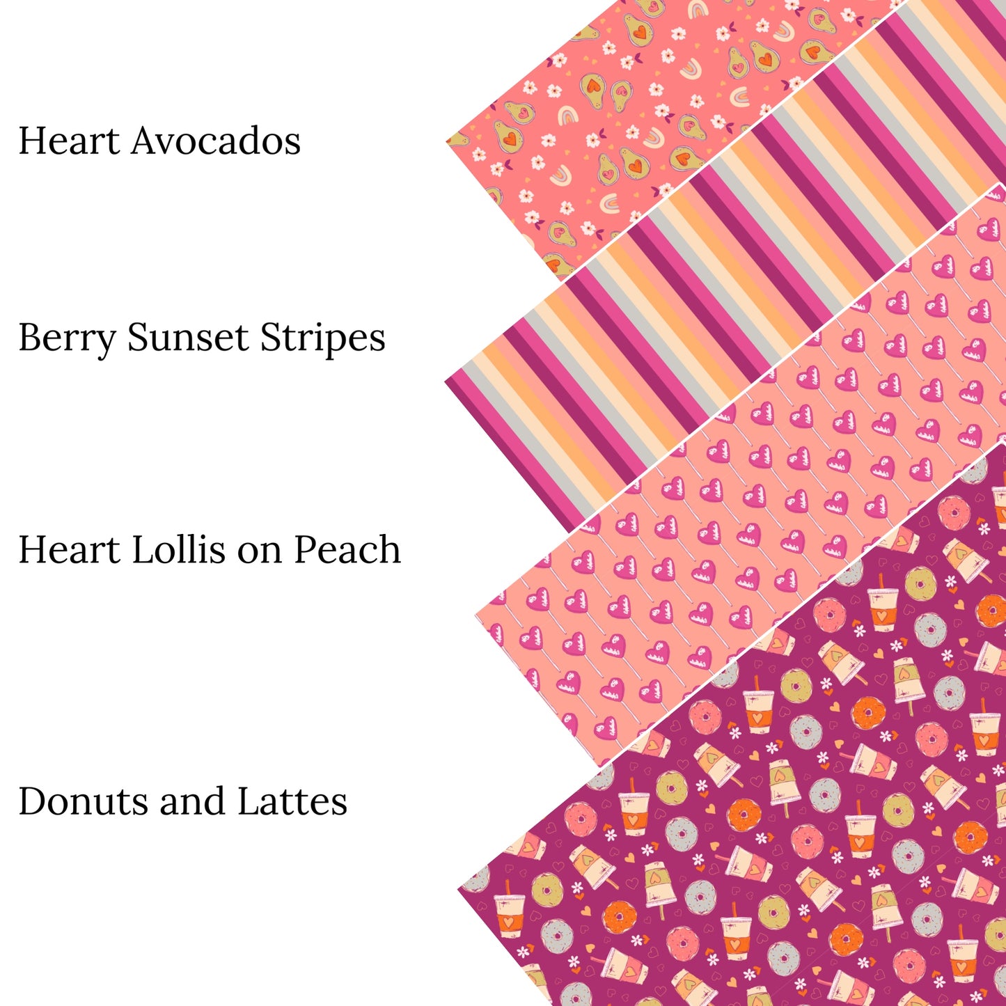 Heart Lollies on Peach Faux Leather Sheets
