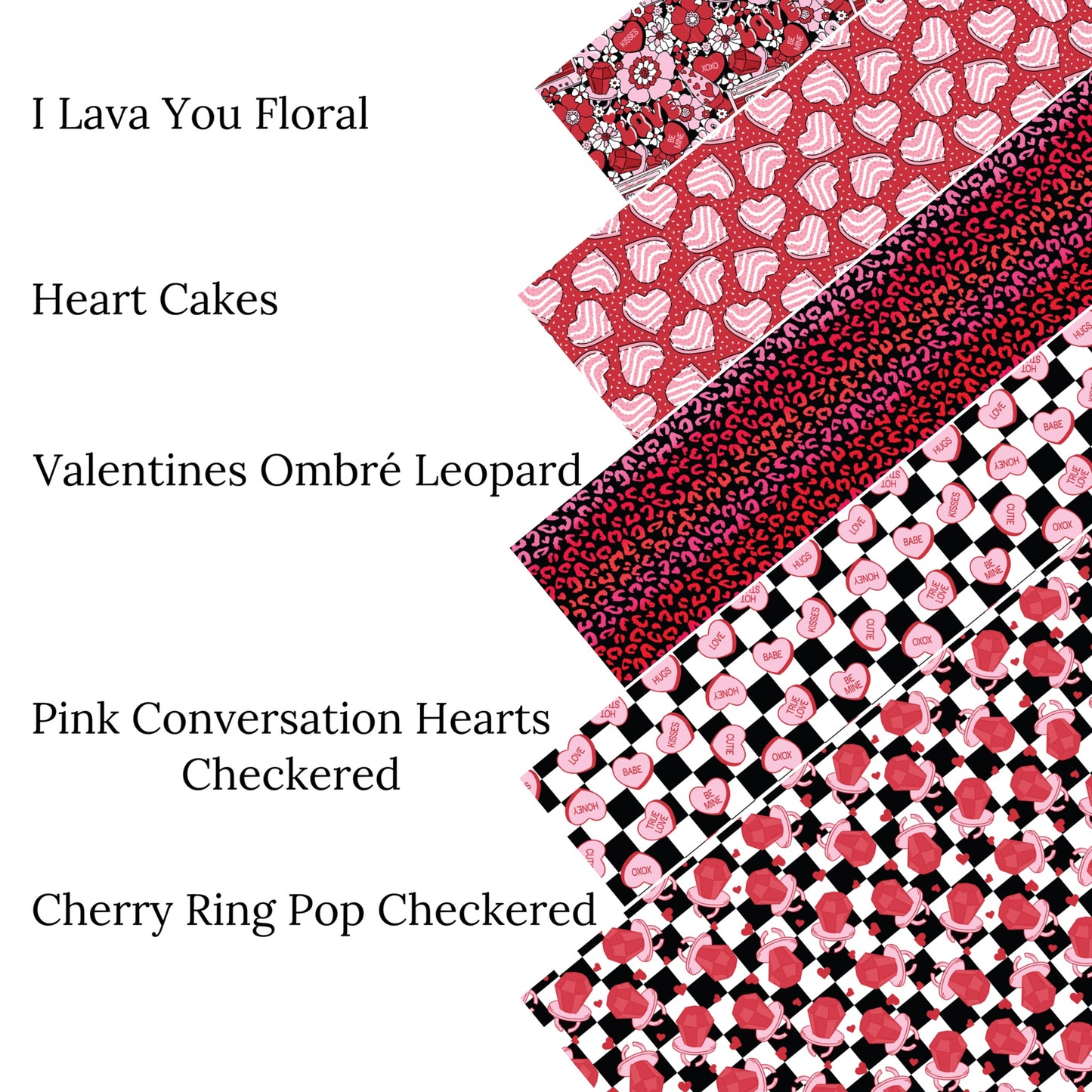 Pink Conversation Hearts Checkered Faux Leather Sheets