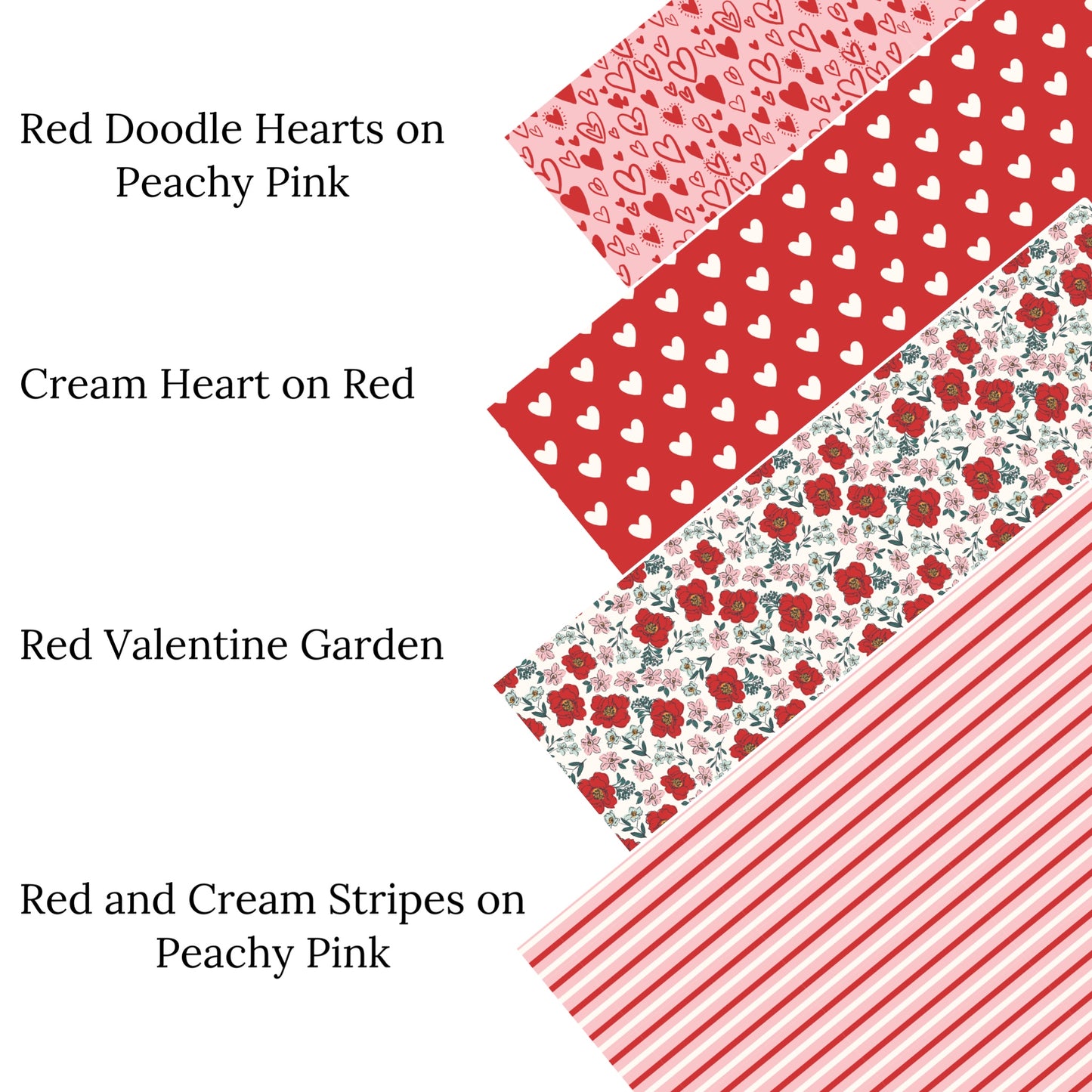 Red Doodle Hearts on Peachy Pink Faux Leather Sheets