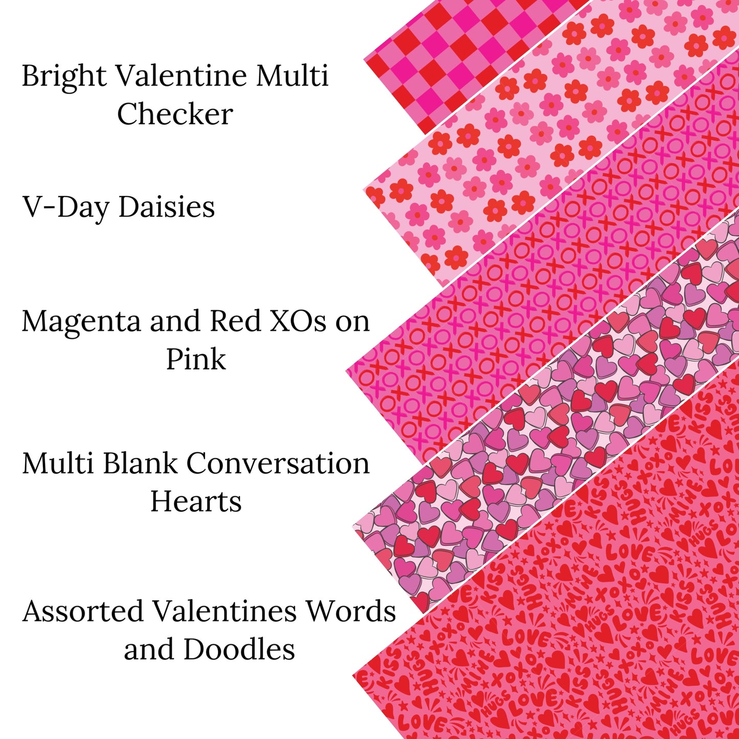 Assorted Valentine’s Words and Doodles Faux Leather Sheets