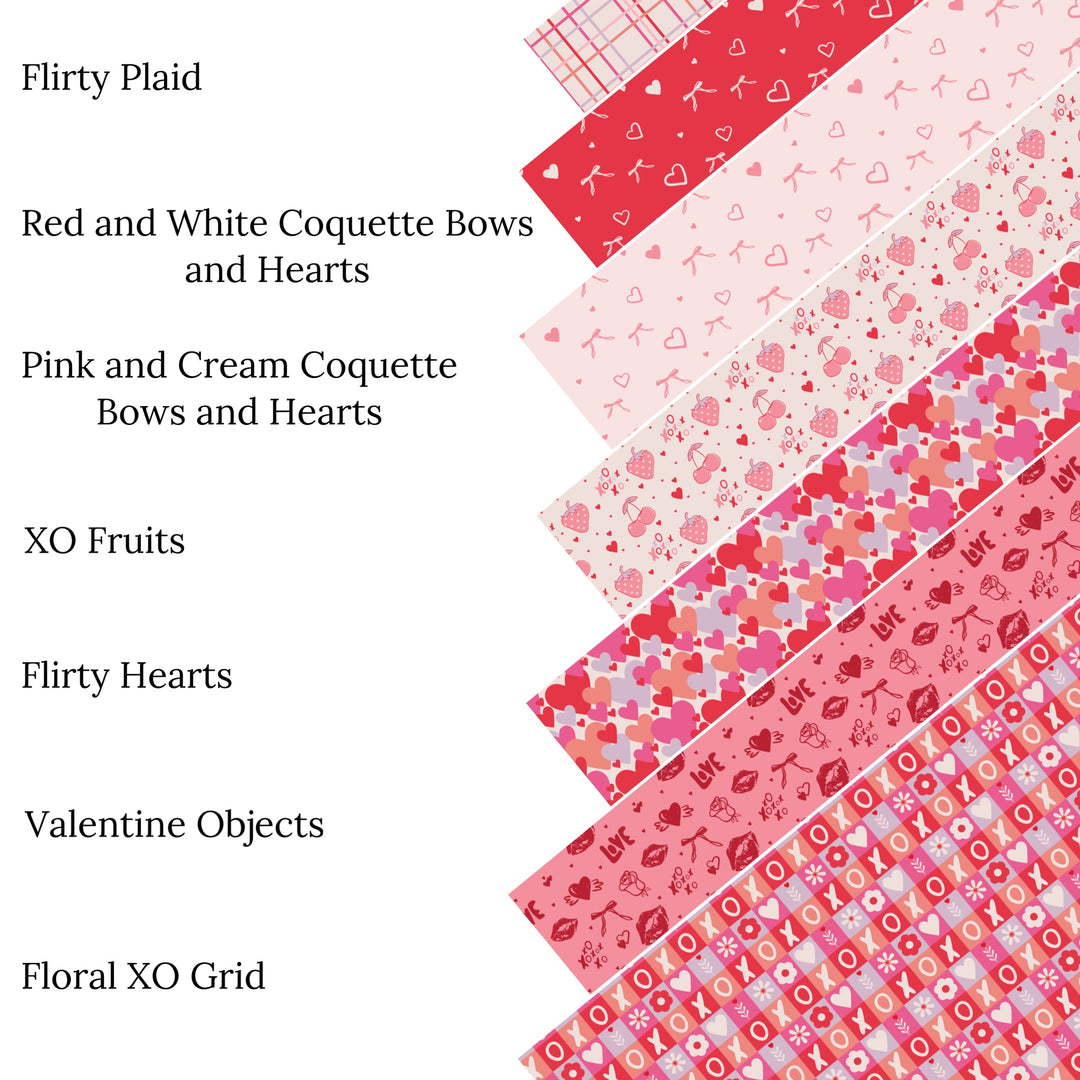 Red and White Coquette Bows and Hearts Faux Leather Sheets