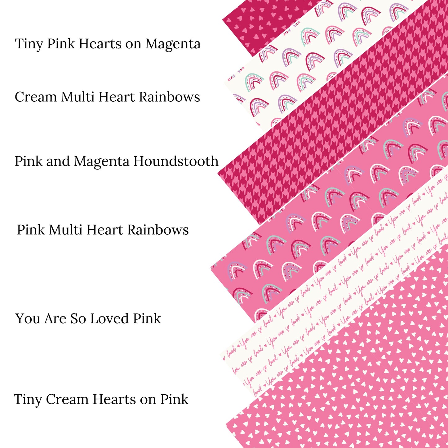 Pink Multi Heart Rainbows Faux Leather Sheets