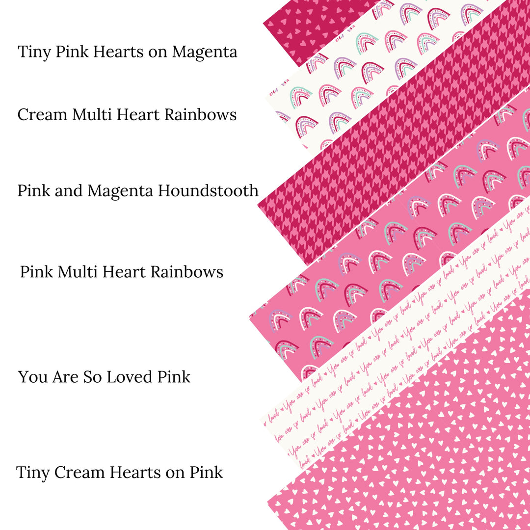 Pink Multi Heart Rainbows Faux Leather Sheets