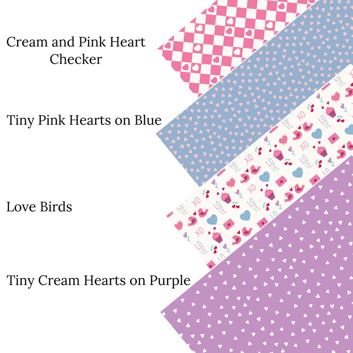 Tiny Pink Hearts on Blue Faux Leather Sheets