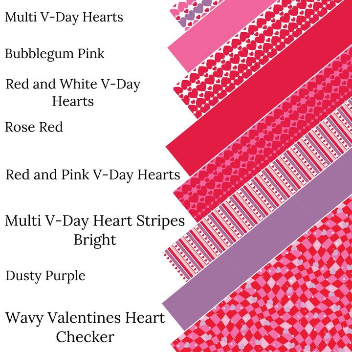 Multi V-Day Heart Stripes Bright Faux Leather Sheets