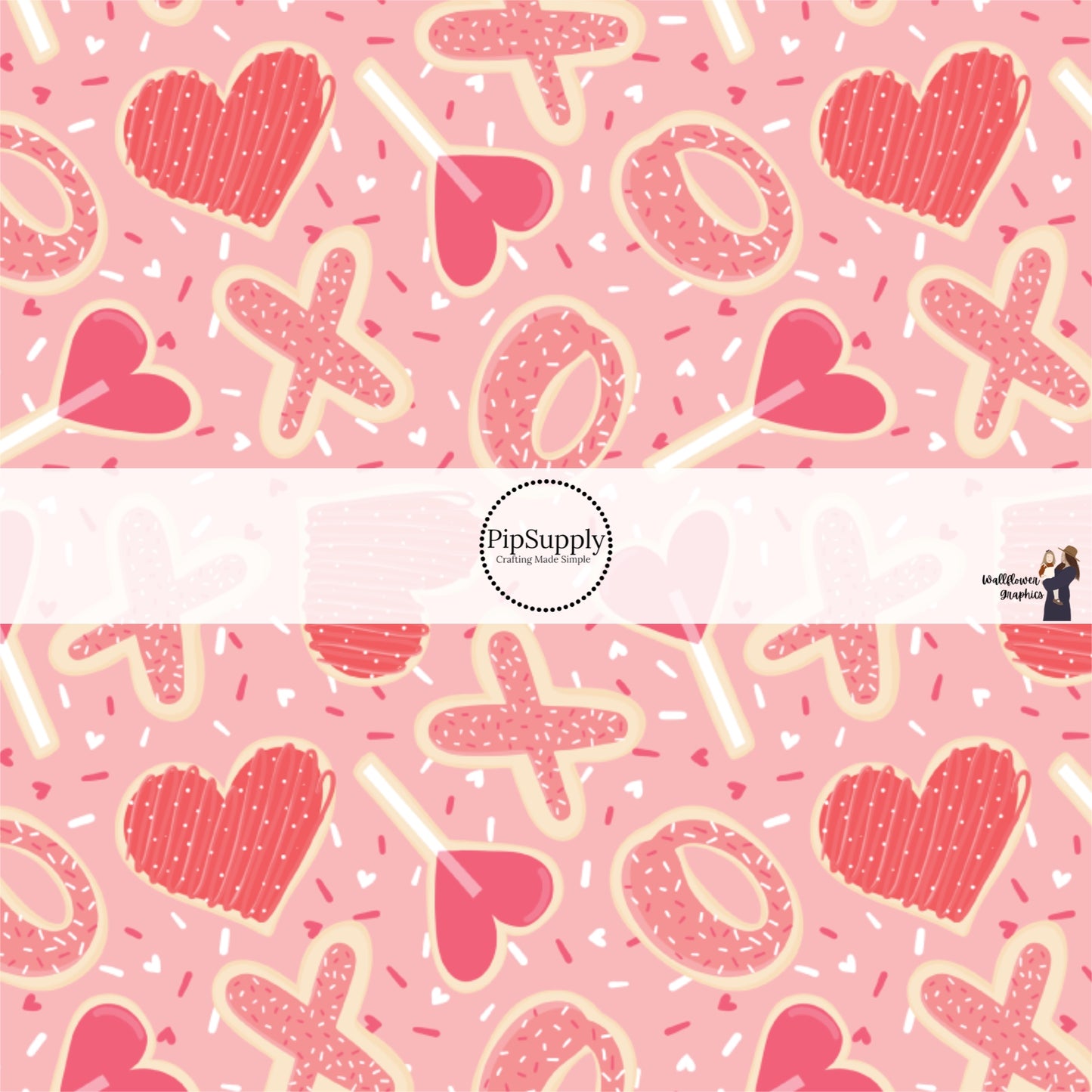 Valentine Print Fabric-Simple Hearts Pink on White