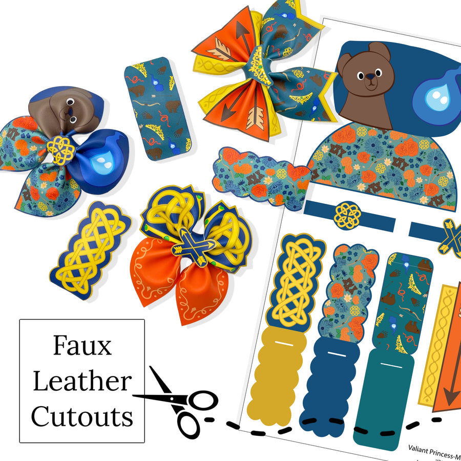 red haired princess inspired faux leather hair bows